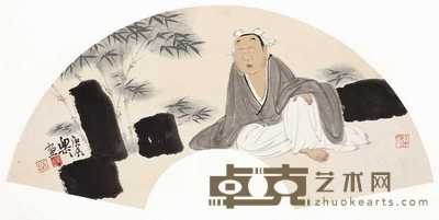 徐乐乐 庚辰（2000年）作 人物 扇面 63×21cm
